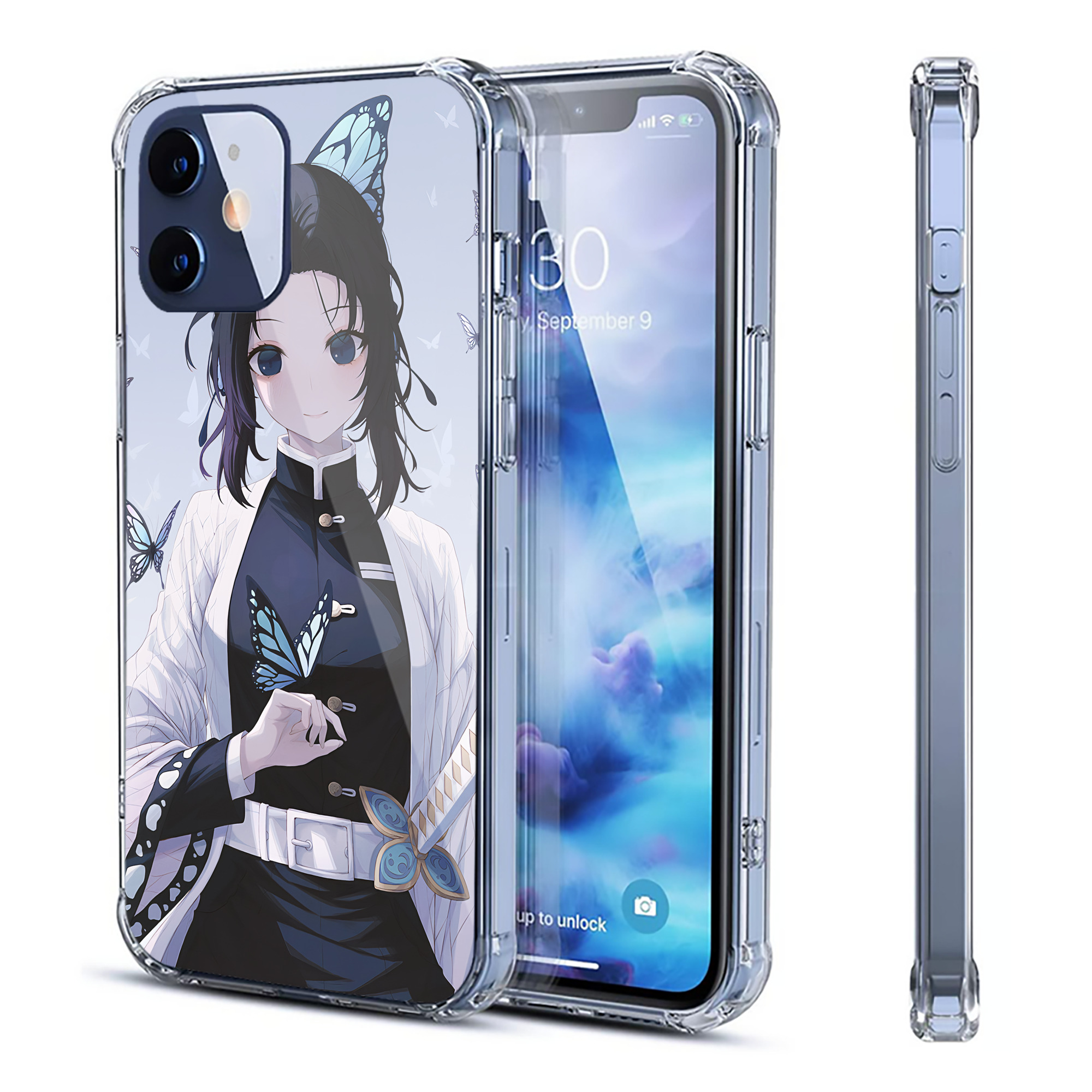 （画像用） 鬼滅の刃（きめつのやいば）蟲柱-胡蝶 しのぶ／こちょう しのぶ Kochou Shinobu 【iPhone 12シリーズ対応】透明スマホケース（クリアソフトケース）